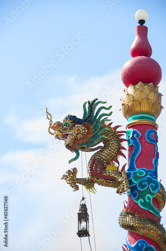 Chinese dragons statue in Chinese temple.