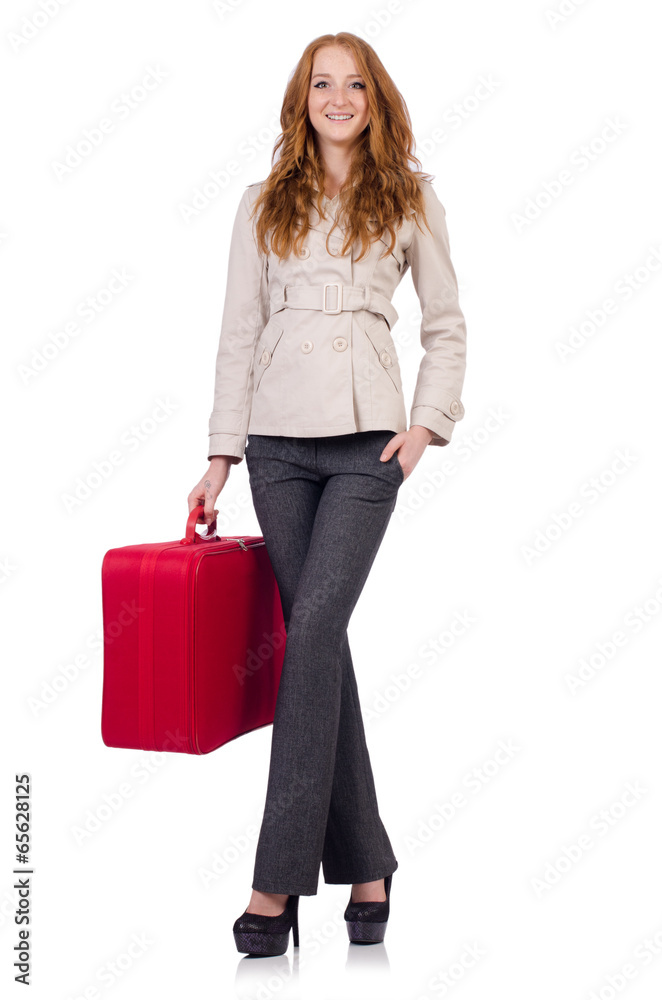 Woman ready for summer holiday isolated on white Woman ready for summer holiday isolated on white