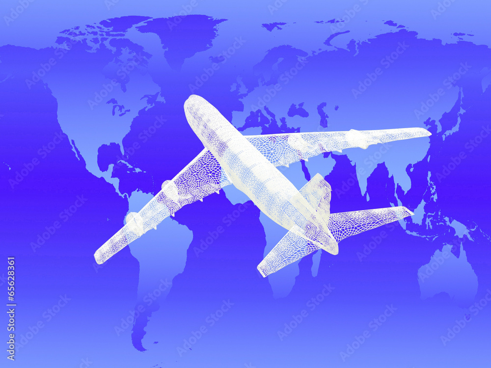 Obraz premium model of jet airplane. Concept - global travel.