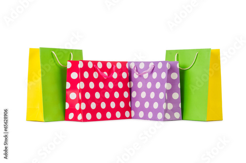 Colourful shopping bags isolated on white