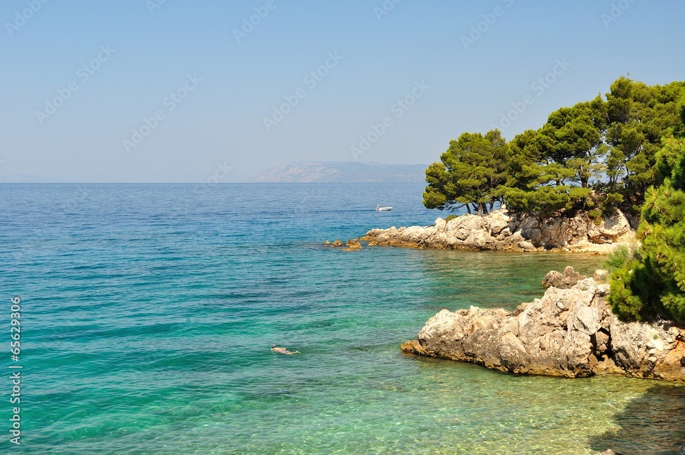 Coastline of adriatic sea near Podgora, Croatia