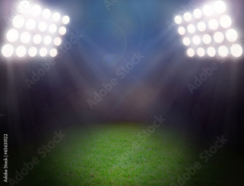 Green soccer field, bright spotlights © natara