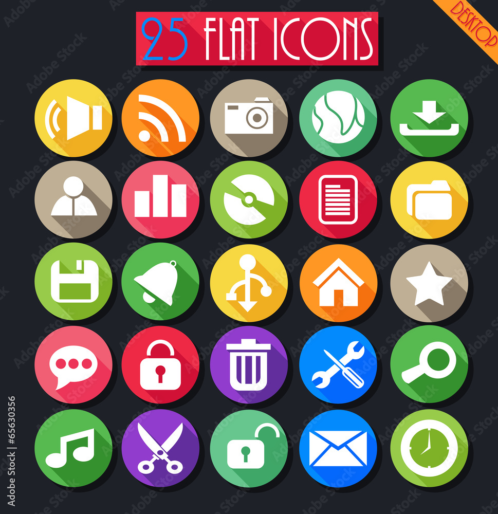 Desktop Flat Icons Set Desktop Flat Icons Set