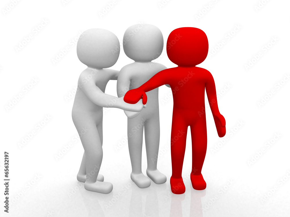 3d people - person together. Business team joining hands concept 3d people - person together. Business team joining hands concept