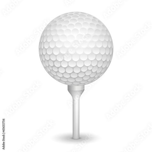 Golf realistic ball on a tee