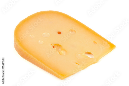 Piece of Cheese Isolated on White Background