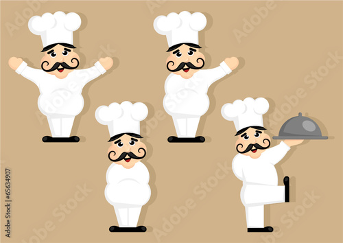 kitchen chef cartoon character set