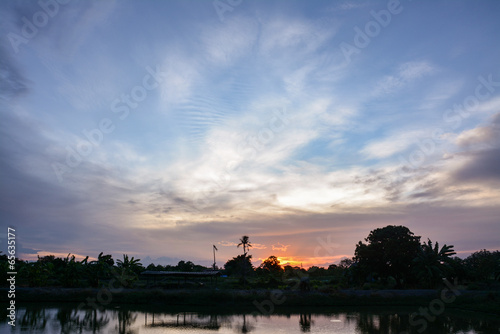 silouette sunset at twilight ,Samutprakarn Thailand