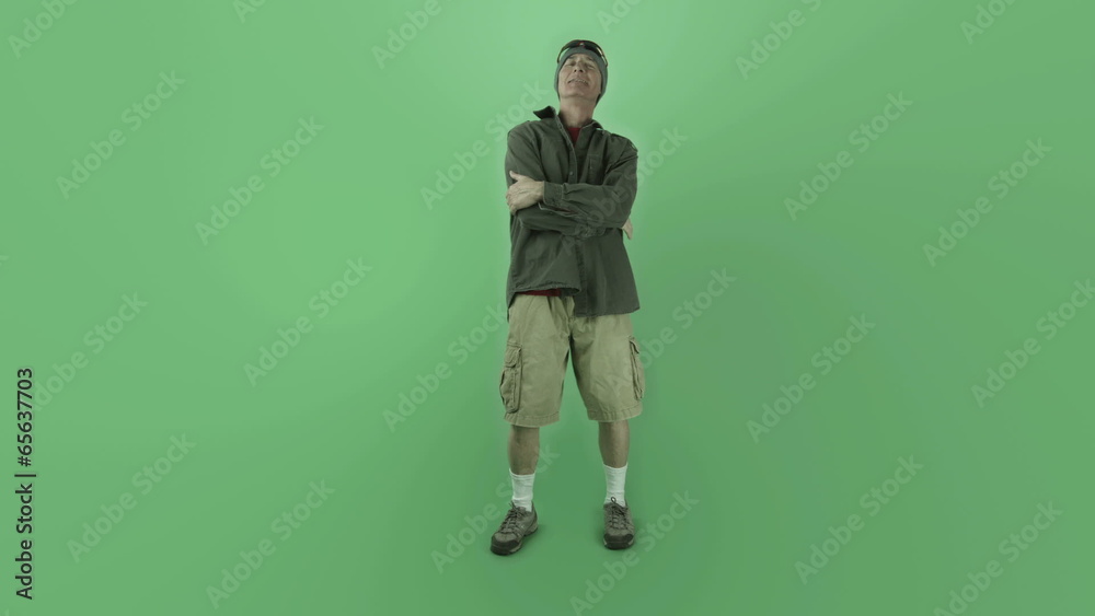 Senior caucasian outdoorsy man isolated on chroma green screen Senior caucasian outdoorsy man isolated on chroma green screen