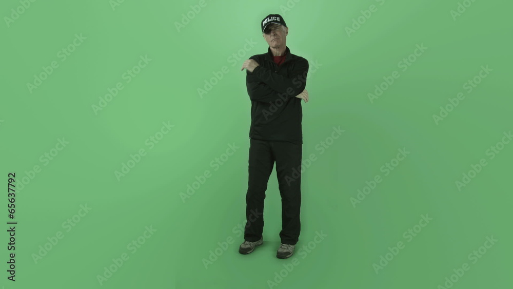 Senior caucasian policeman isolated on green screen thinking Senior caucasian policeman isolated on green screen thinking