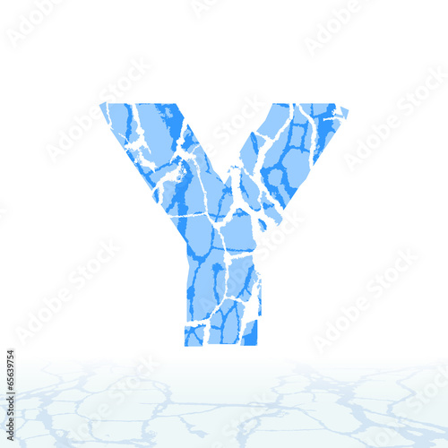 Cracked ice alphabet. Letters, numbers, and symbols of the snow