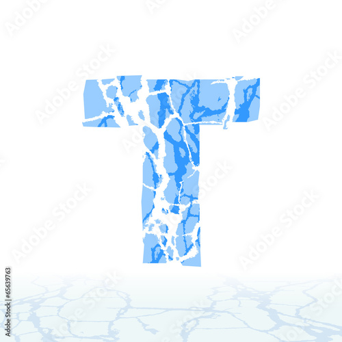 Cracked ice alphabet. Letters, numbers, and symbols of the snow
