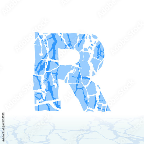Cracked ice alphabet. Letters, numbers, and symbols of the snow