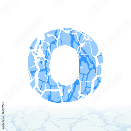 Cracked ice alphabet. Letters, numbers, and symbols of the snow