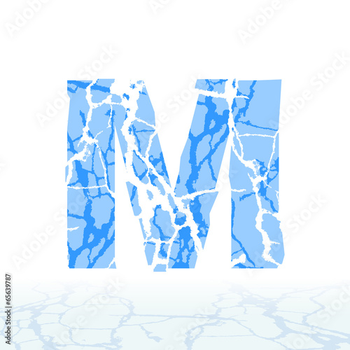 Cracked ice alphabet. Letters, numbers, and symbols of the snow