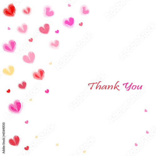 Thank you water color hearts greeting card vector