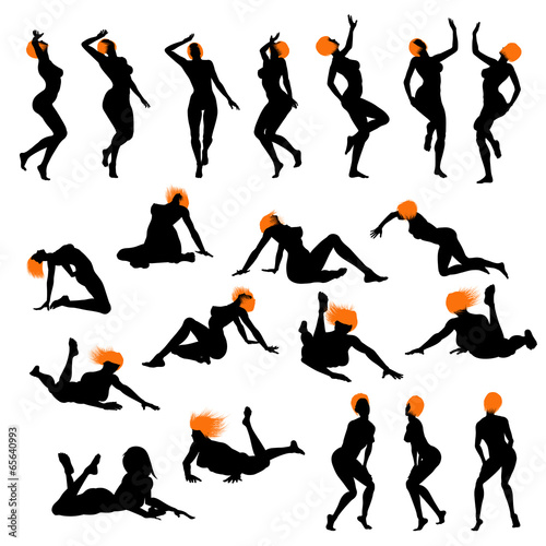 Naked sexy girls silhouette set