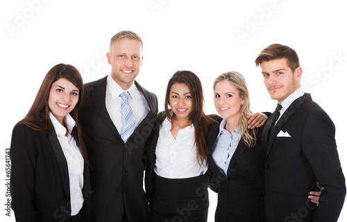 Portrait Of Businesspeople Against White Background