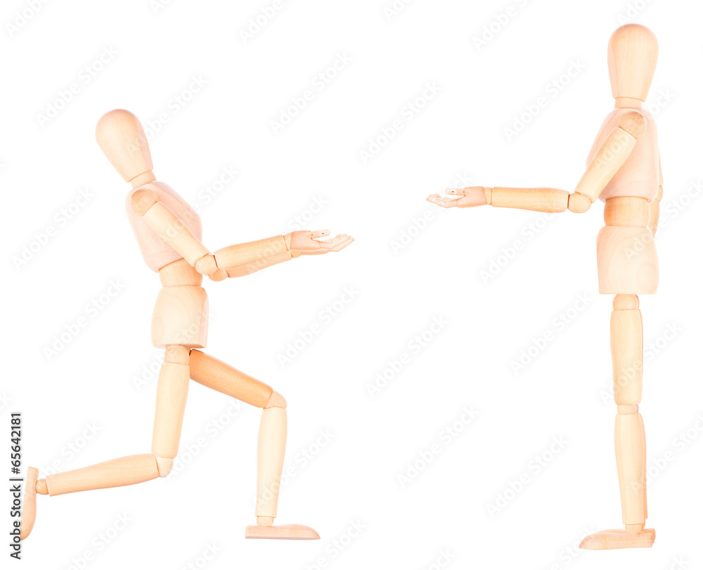 wooden Dummy with empty hand holding wooden Dummy with empty hand holding