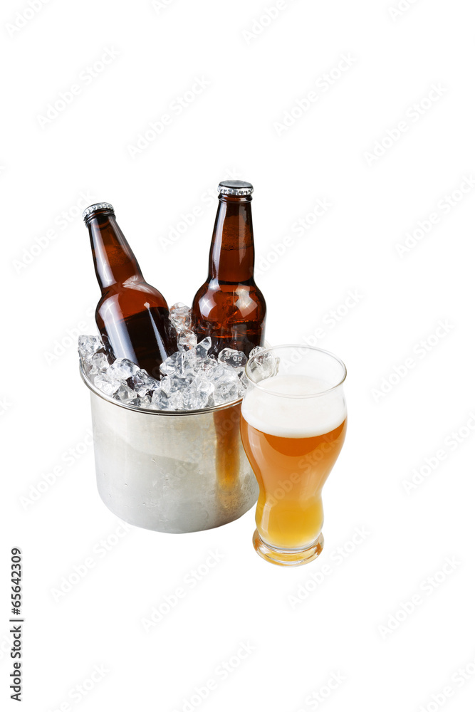 Freshly Poured Beer on White Background Freshly Poured Beer on White Background