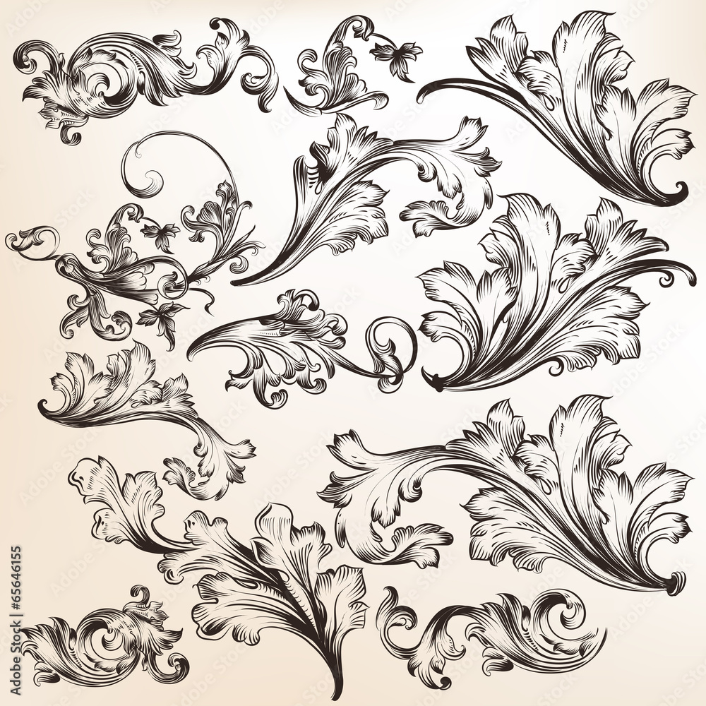 Fototapeta premium Collection of vector swirls
