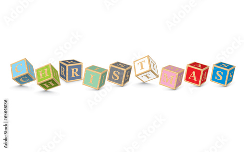 Word CHRISTMAS written with alphabet blocks