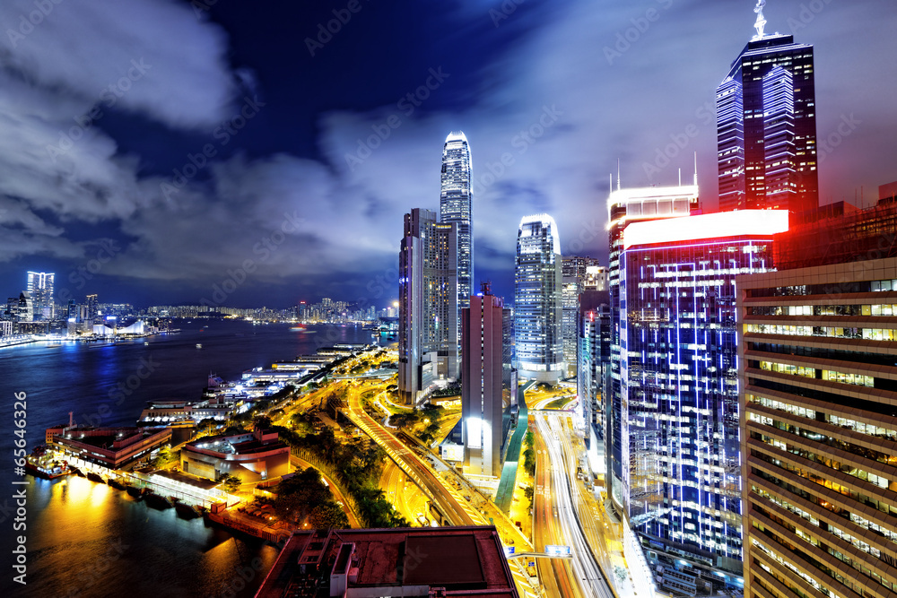 Fototapeta premium Hong Kong Skylines night