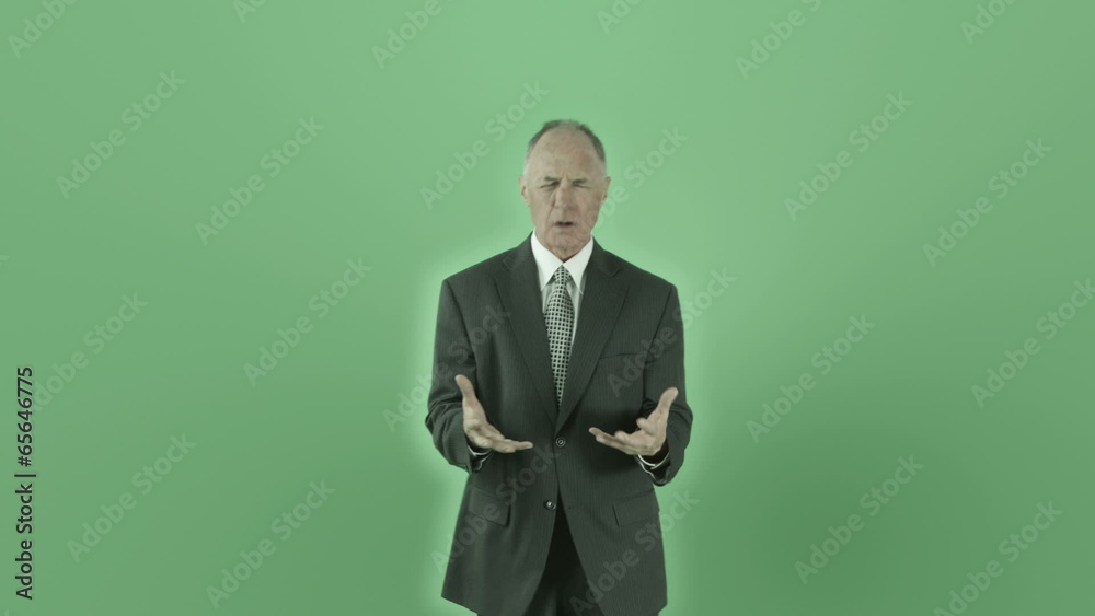 Senior caucasian businessman isolated on chroma green screen Senior caucasian businessman isolated on chroma green screen