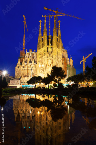 Sagrada Familia in evening