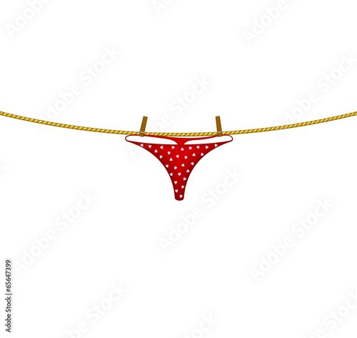 Women's panties hanging on rope