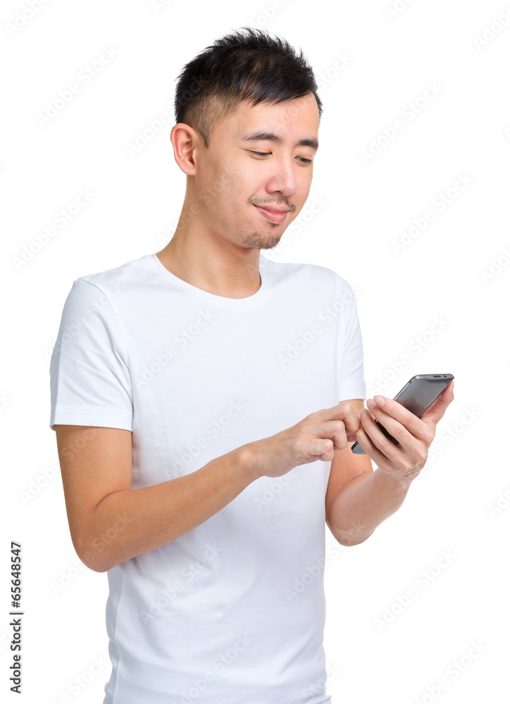 Asian man using smartphone Asian man using smartphone