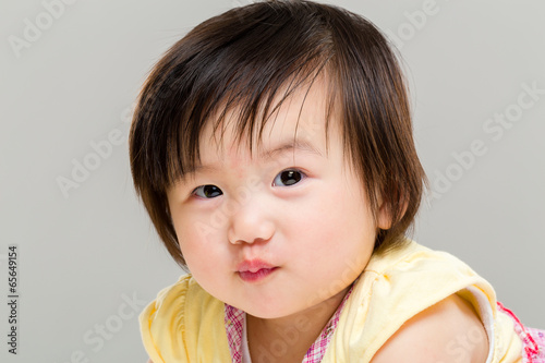 Little girl pouting lip