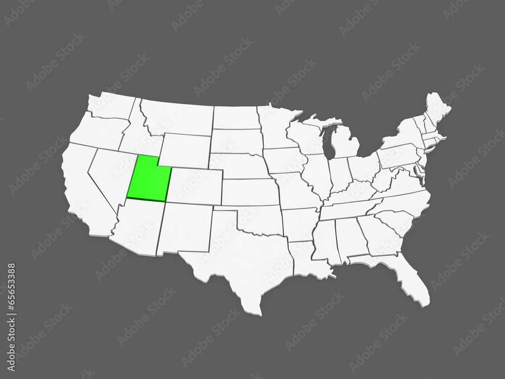 Fototapeta premium Three-dimensional map of Utah. USA.