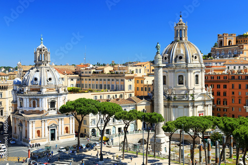 Trajan's Column and Santa Maria di Loreto Church, Rome, Italy photo