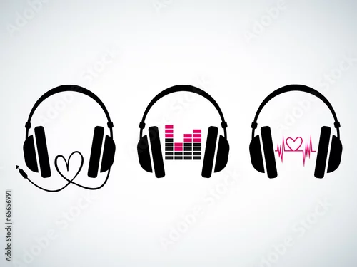 Naklejka na ścianę Zestaw logo kreatywnych słuchawek muzycznych