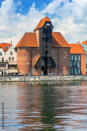 The medieval port crane over Motlawa river in Gdansk, Poland