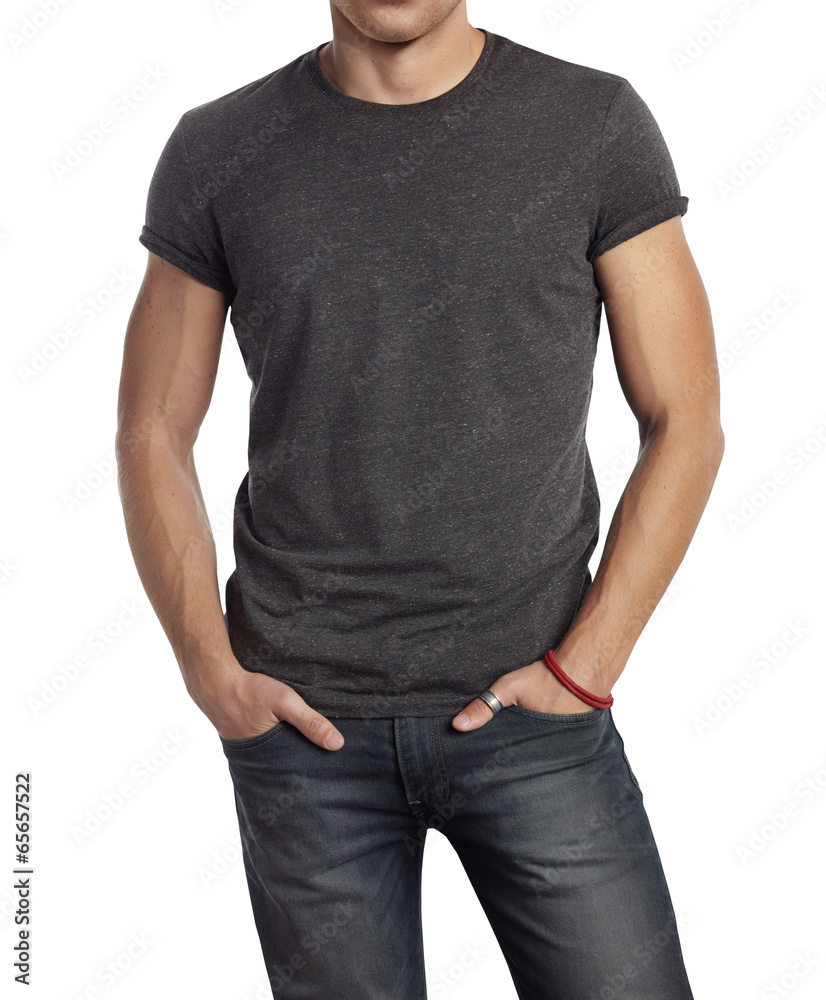 Man wearing blank t-shirt. Isolated on white. Man wearing blank t-shirt. Isolated on white.