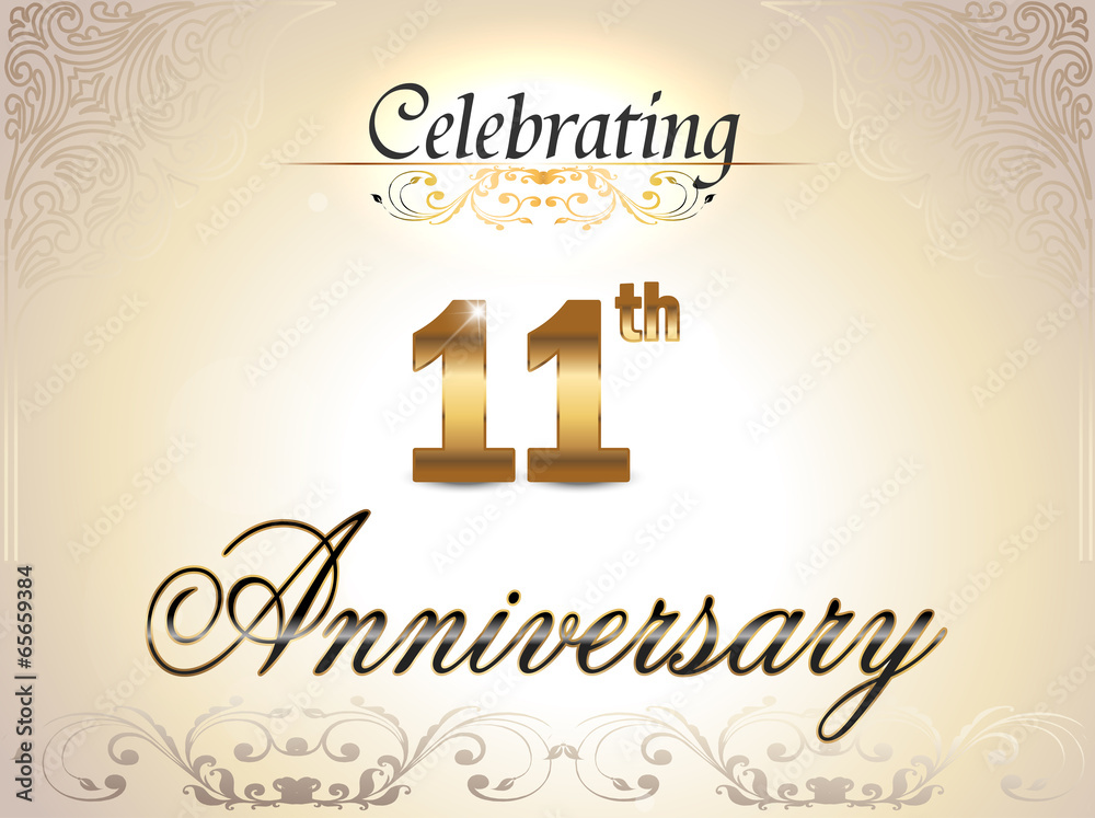11 year anniversary golden label, 11th anniversary Stock Vector | Adobe  Stock
