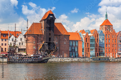 The medieval port crane over Motlawa river in Gdansk, Poland