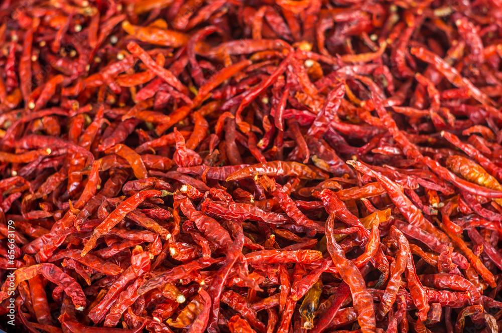 red dried chili in market. red dried chili in market.