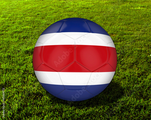 3d Costa Rica Soccer Ball with Grass Background - isolated