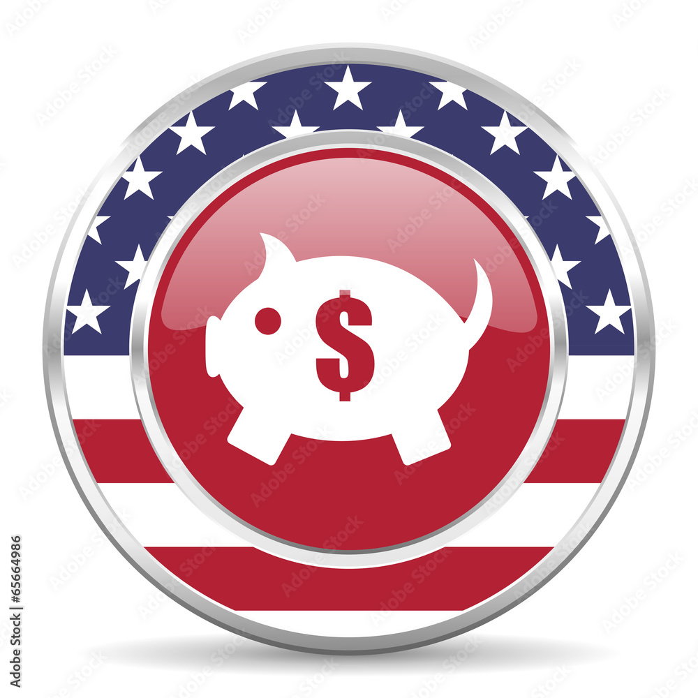 piggy bank american icon, usa flag piggy bank american icon, usa flag