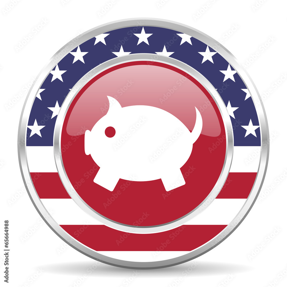 piggy bank american icon, usa flag piggy bank american icon, usa flag