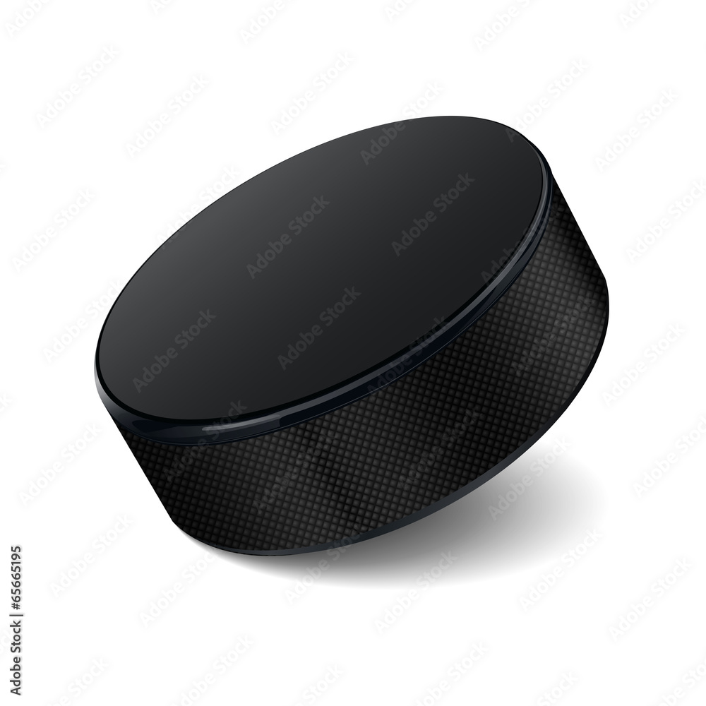 Fototapeta premium Detailed hockey puck isolated on white background