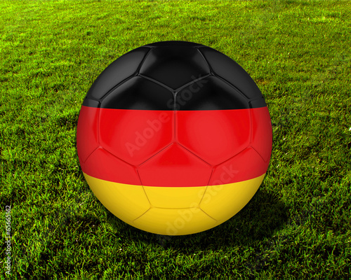 3d Germany Soccer Ball with Grass Background - isolated