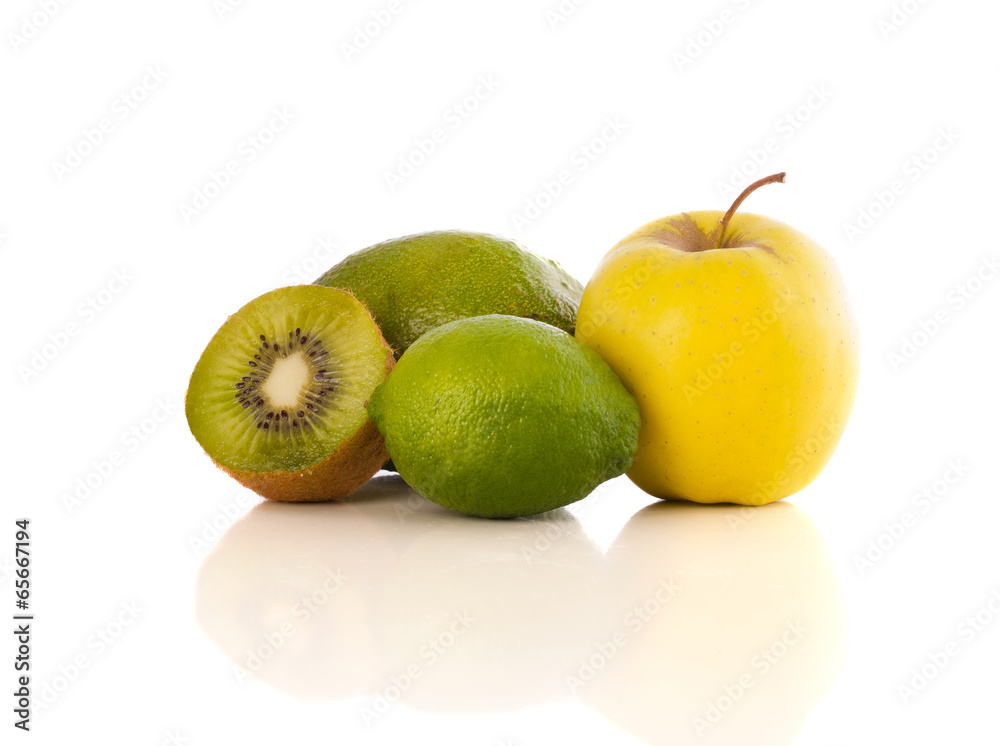 Healthy tropical fresh fruits on white background Healthy tropical fresh fruits on white background