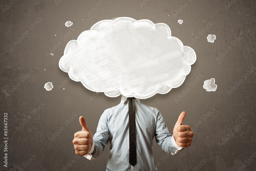 Business man with white cloud on his head concept Business man with white cloud on his head concept
