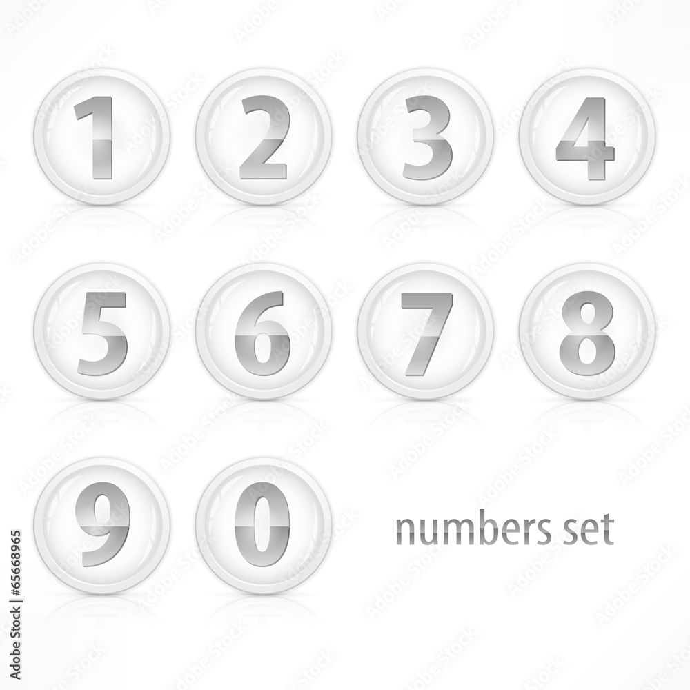 Set of buttons with number on white, vector illustration Set of buttons with number on white, vector illustration