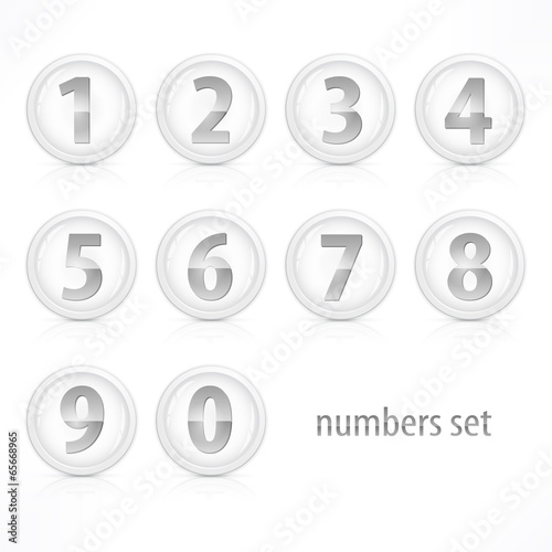 Set of buttons with number on white, vector illustration