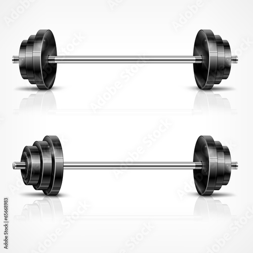 Metallic barbells, fitness and healthy lifestyle concept on